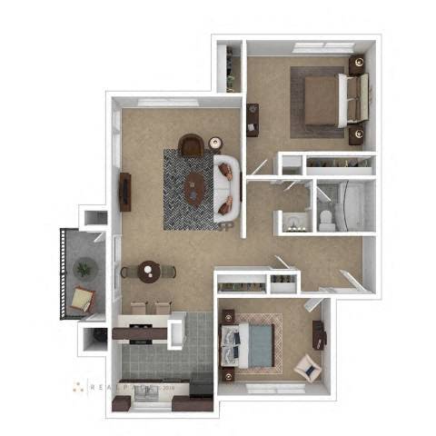 Two Bedroom One Bath 06B floor plan